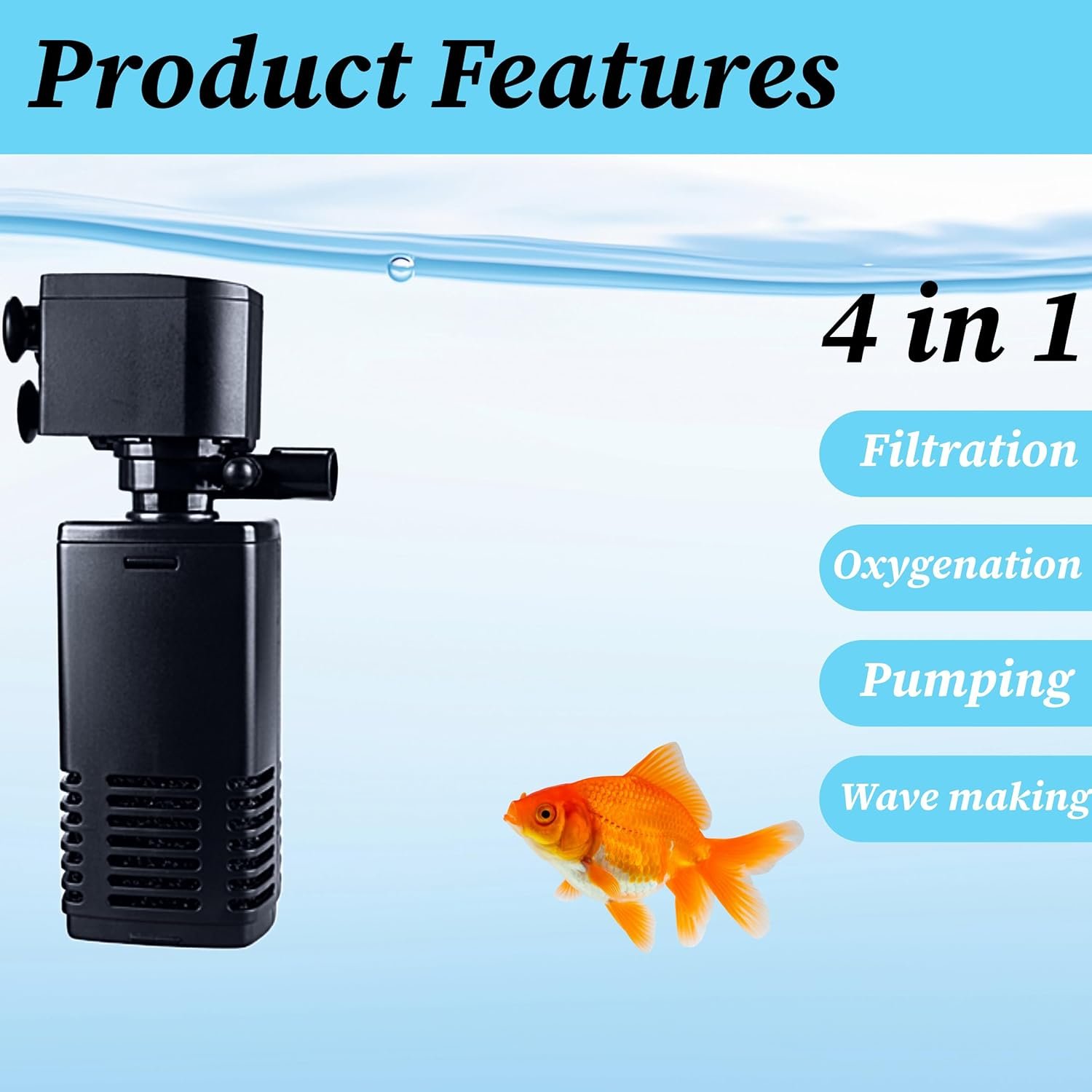 Sobo WP1000F Aquarium Internal Filter, Aquarium Internal Filter WP-1000F | 15W 650L/H Biological, Mechanical, & Chemical Filtration for Freshwater & Saltwater Fish Tanks (1.5-2.5 Ft Tanks) | Quiet, Energy-Efficient - Image 2