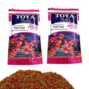 Toya fish food 100gm Toya Fish Food,Highly Digestible & Added with Fish Meal, Corn Protein Meal & Fish Oil Highly Nutritious Fish Food for All Life Stages Aquarium Fish